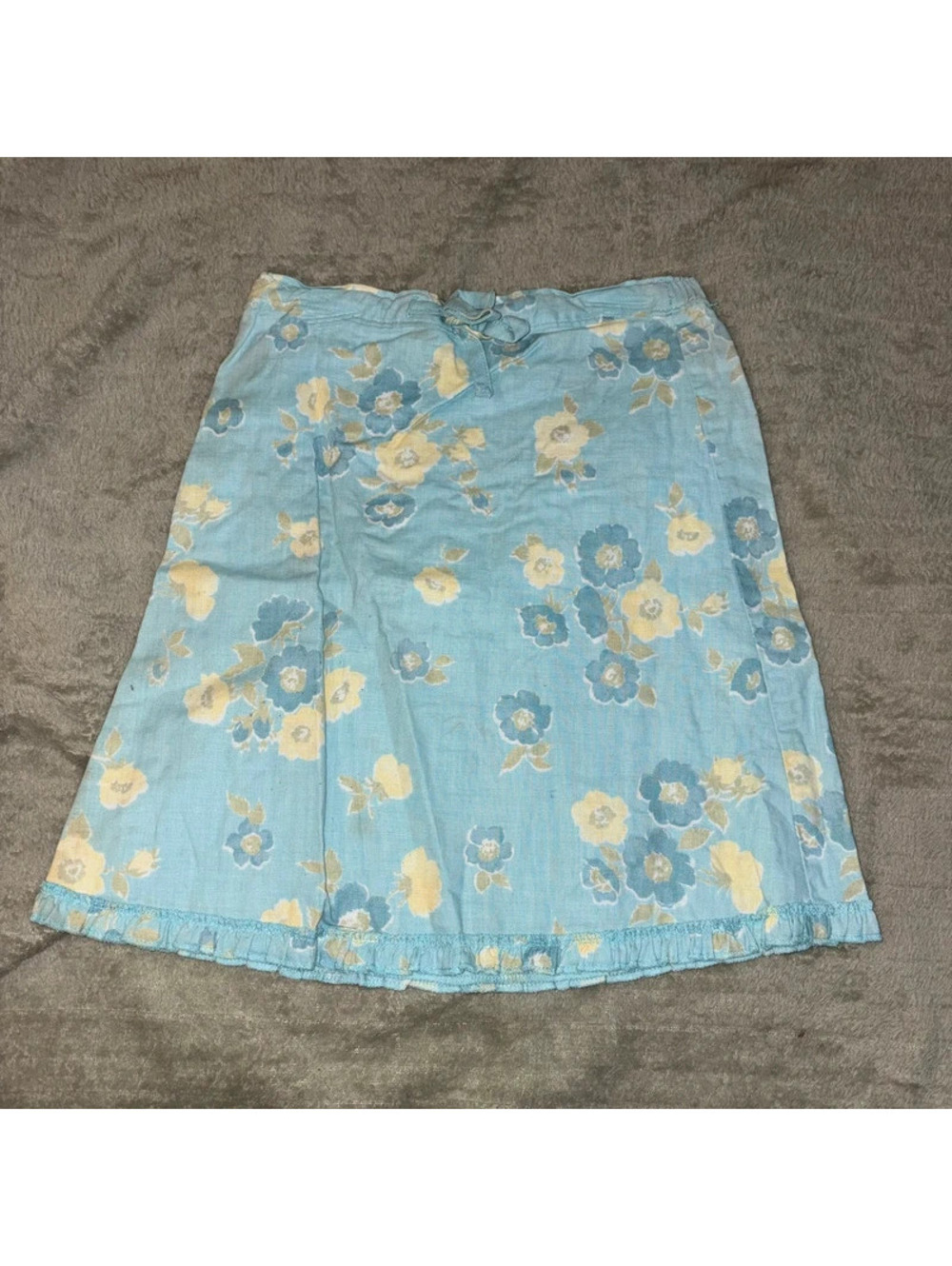 Blue and yellow floral BoHo mini skirt